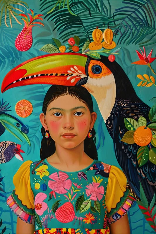 Vibrant Jungle: A Modern Portrait premium reproduction