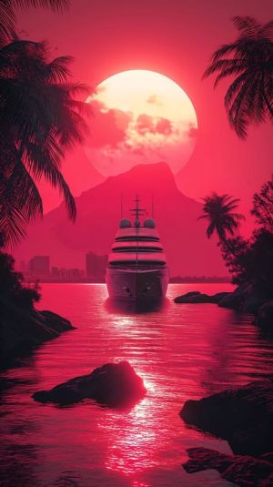 Crimson Sunset Voyage wall art