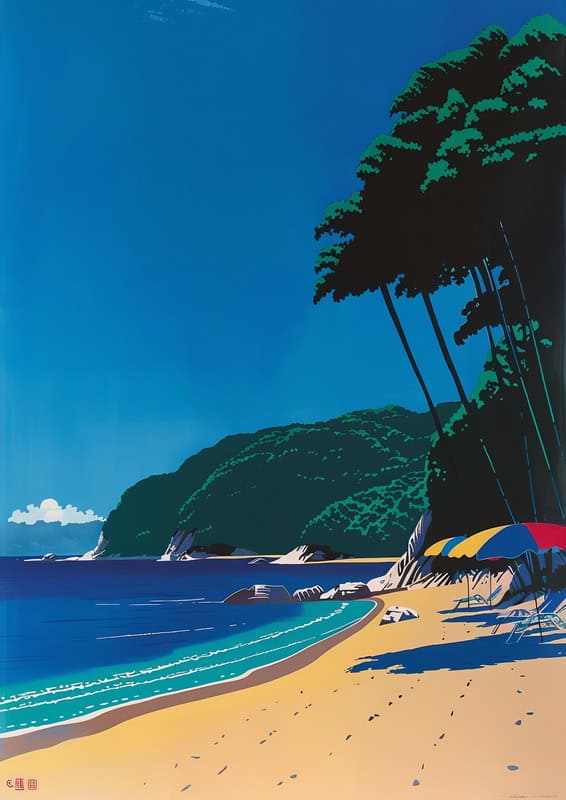 Tranquil Beachscape by the Sea premium reproduction