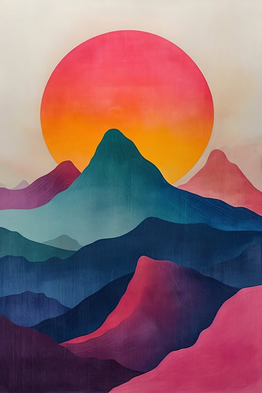 Vibrant Horizon: A Modern Landscape premium reproduction