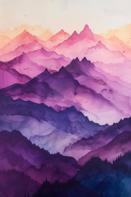 Dreamy Abstract Mountain Range premium reproduction