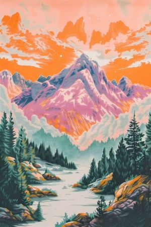 Vibrant Mountain Landscape wall art