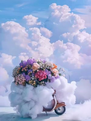 Whimsical Vespa Flower Dreamscape wall art