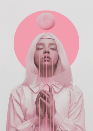 Serene Lunar Connection in Pink wall art
