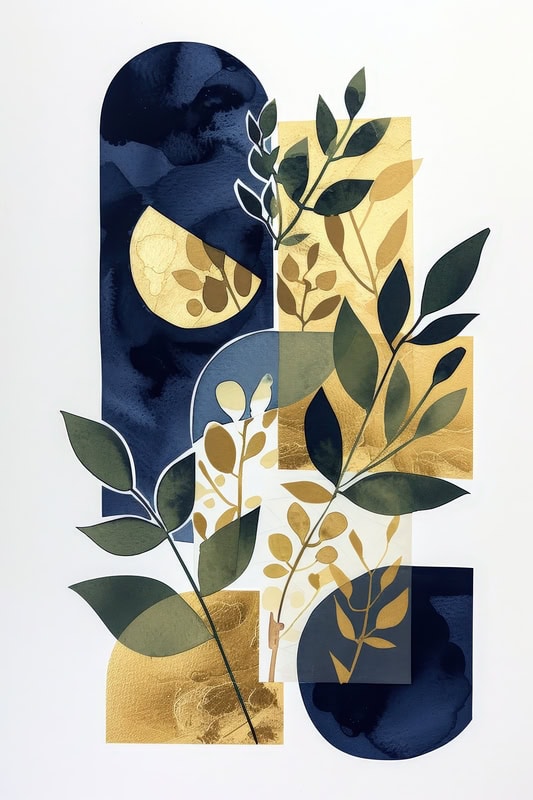 Botanical Harmony: A Modern Artistic Collage premium reproduction