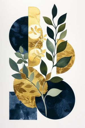 Nature's Geometry: A Study in Gold and Green wall art