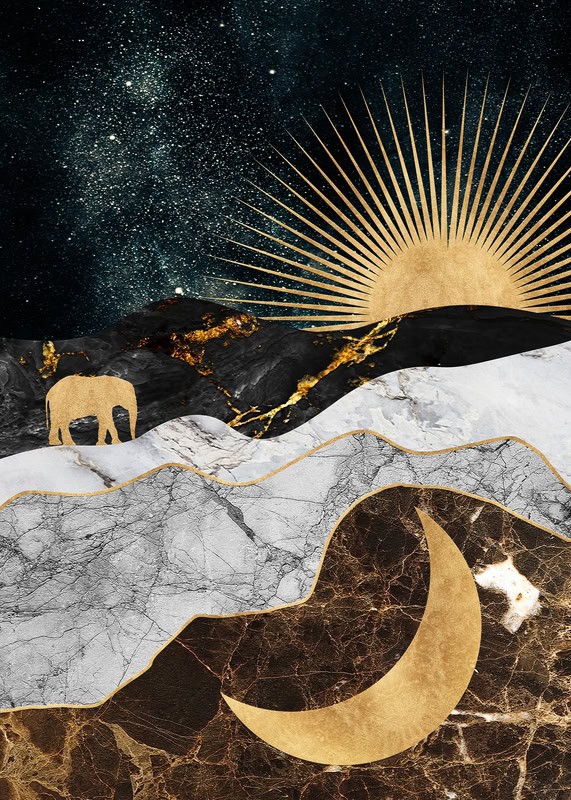 Golden Horizons: A Celestial Journey premium reproduction