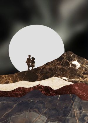 Moonlit Wander: A Modern Artistic Collage wall art