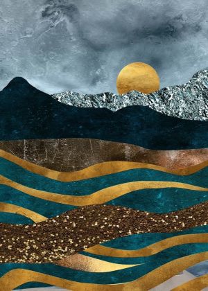 Abstract Landscape with Golden Waves wall art
