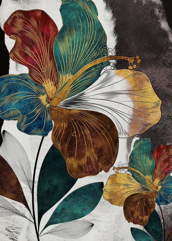 Vivid Elegance: Contemporary Floral Art premium reproduction