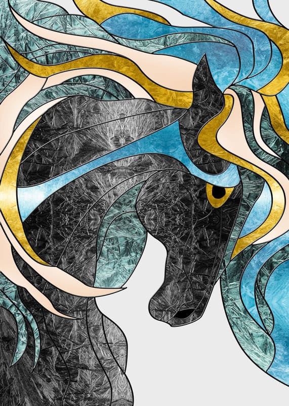 Abstract Equine in Contemporary Colors premium reproduction