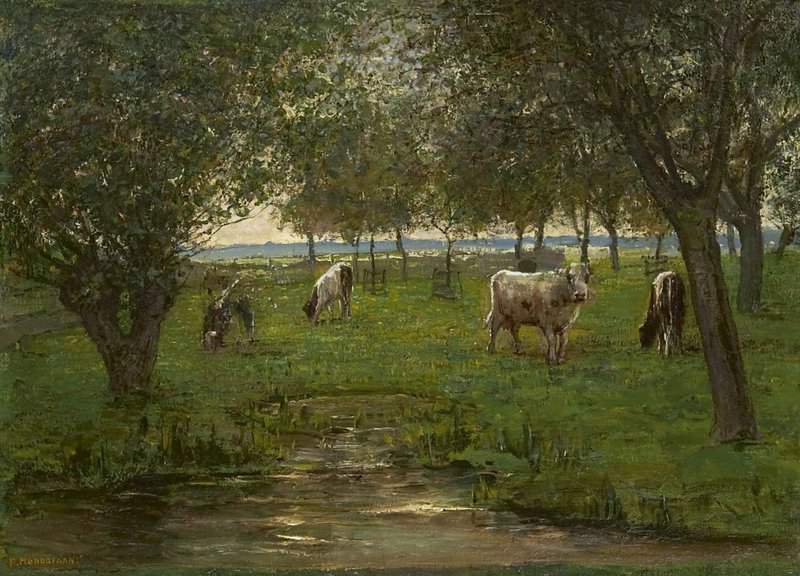 Mondrian Cattle in an Orchard premium reproduction