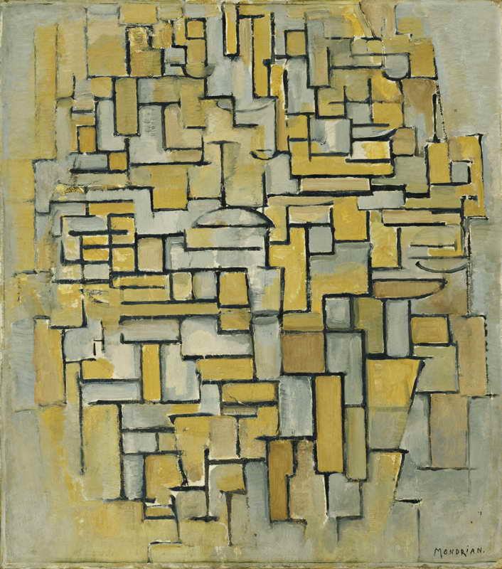 Mondrian's Composition in Brown and Grey premium reproduction