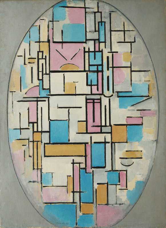 Mondrian: Composition in Oval, Color Planes premium reproduction