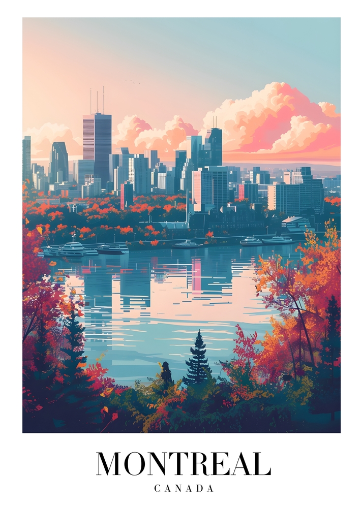 Serene Autumn in Montreal Urban Landscape premium reproduction