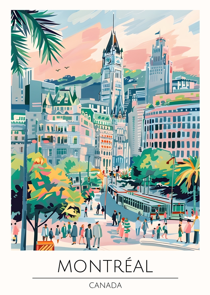 Vibrant Streets of Montreal, Canada premium reproduction
