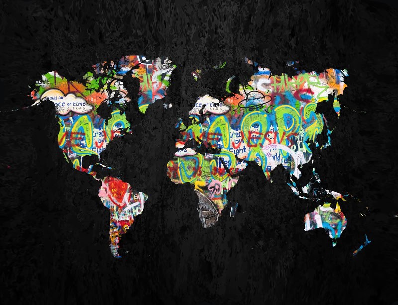 Vibrant World: A Graffiti Map premium reproduction