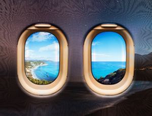 Inspirational Ocean View Through Airplane Windows wall art