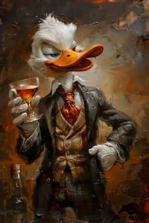 Sophisticated Duck with a Drink wall art