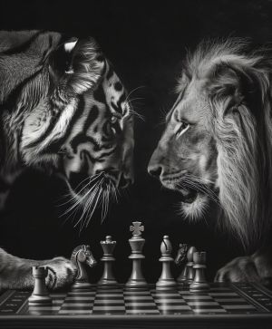 Predators' Chess: Strategic Standoff wall art