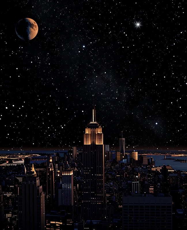 Starlit Empire: Nightscape of New York City premium reproduction