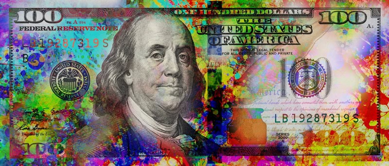 Colorful Currency: A Vibrant Take on Wealth premium reproduction