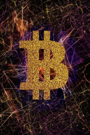 Golden Bitcoin Illuminated: The Digital Frontier wall art