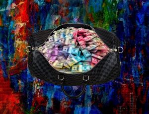 Vibrant Wealth: Colorful Currency Encased wall art