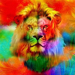 Vibrant Majesty: The Colorful Lion wall art