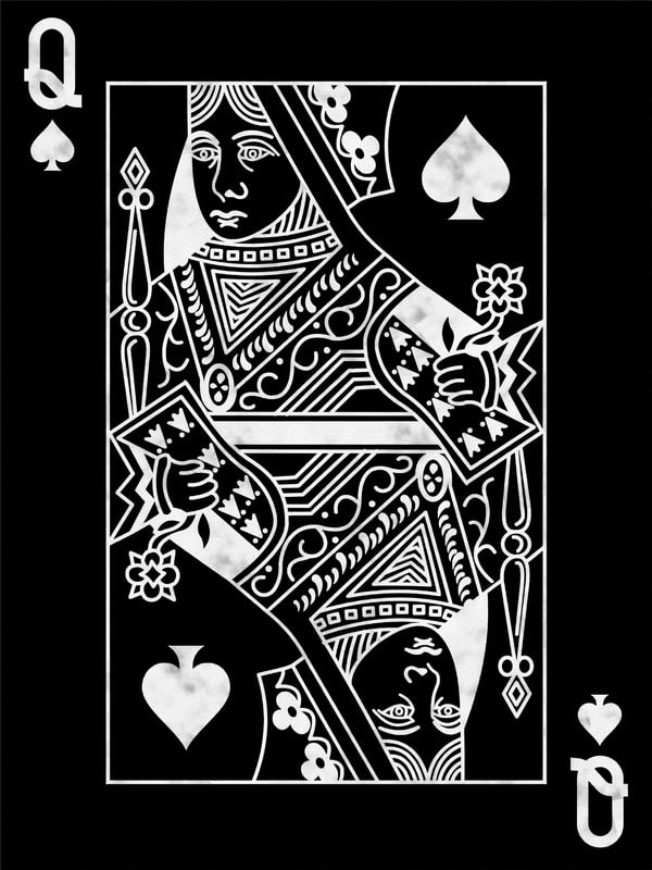 Queen of Spades: Contemporary Black and White Art premium reproduction