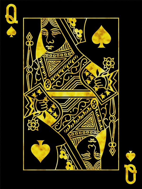 Golden Queen of Spades premium reproduction