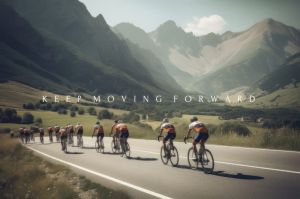 Cyclists in Motion: Keep Moving Forward wall art