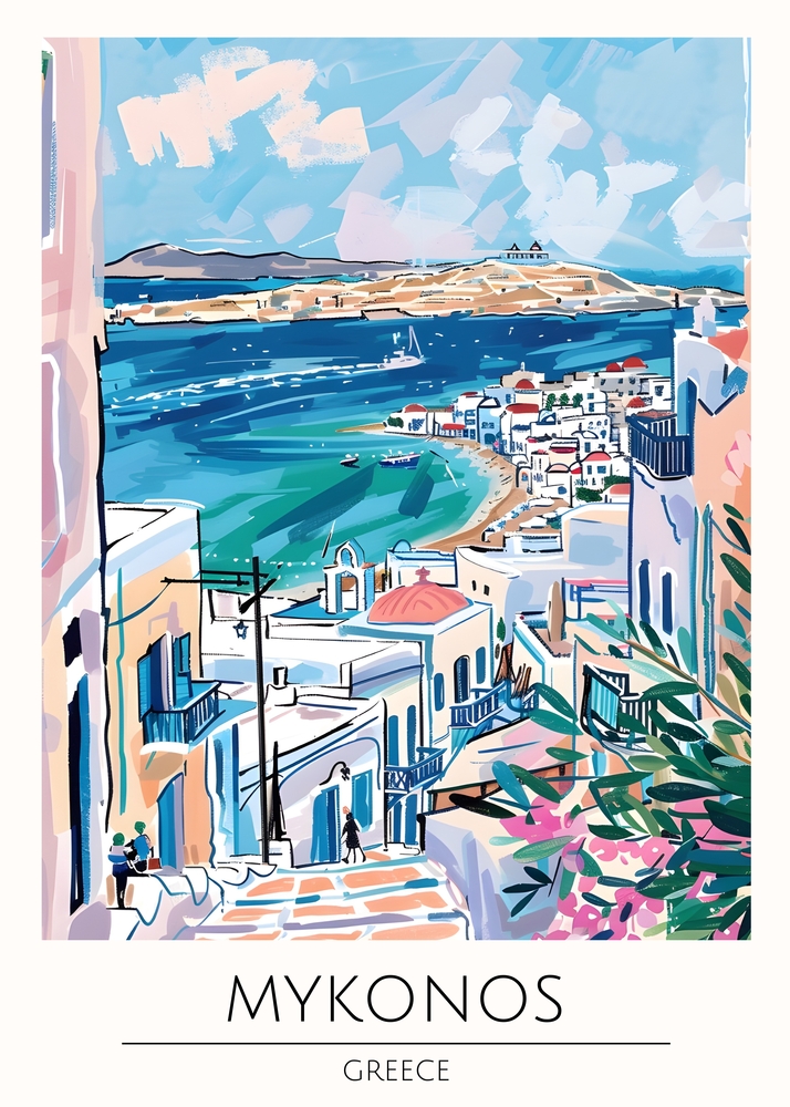 Scenic View of Mykonos, Greece premium reproduction