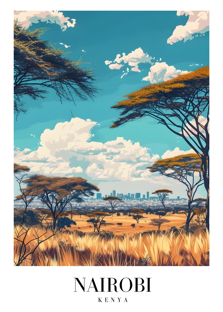 Scenic Landscape of Nairobi, Kenya premium reproduction