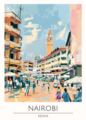 Vibrant Streets of Nairobi: Urban Sketch wall art
