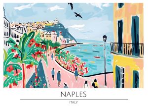 Vibrant Seaside Walk in Naples wall art