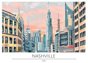 Vibrant Skyline of Nashville, USA wall art