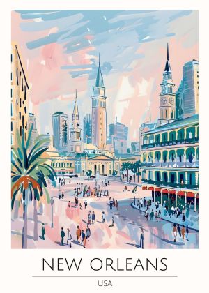 Vibrant Street Scene in New Orleans wall art