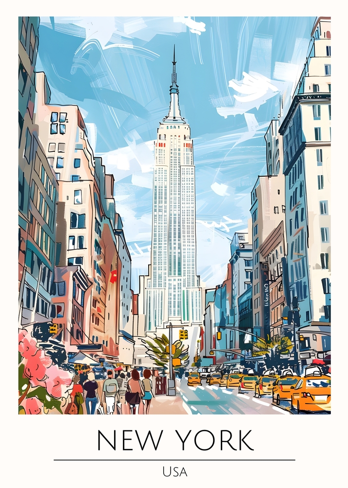 Vibrant Cityscape of New York premium reproduction