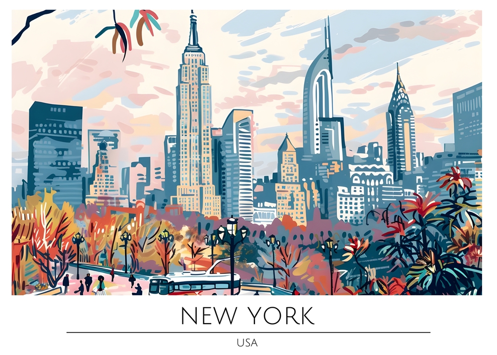 Vibrant Skyline of New York City premium reproduction