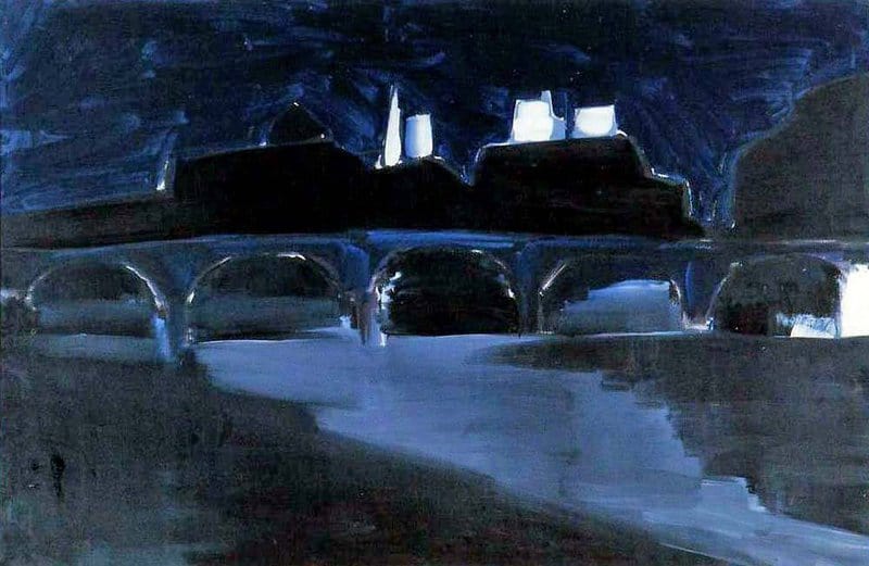 Nicolas De Stael: Le Pont Des Arts La Nuit, 1954 premium reproduction