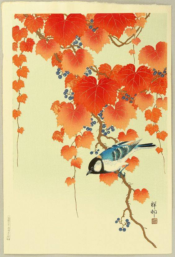 Ohara Koson: Tit on Paulownia Branch (1925-36) premium reproduction