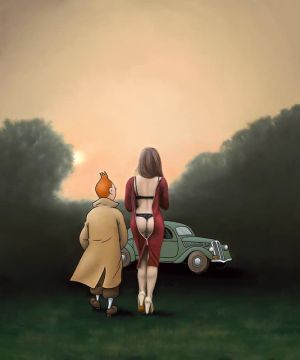 Ole Ahlberg Tintin - After Dinner wall art