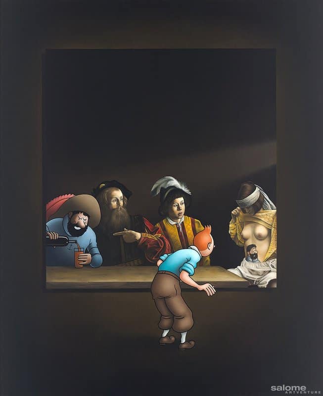 Ole Ahlberg's Tintin Meets Caravaggio premium reproduction