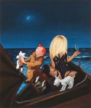 Ole Ahlberg's Tintin - Champagne wall art