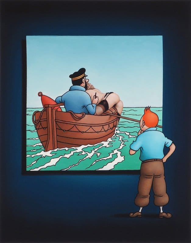 Ole Ahlberg Tintin - The Boat premium reproduction