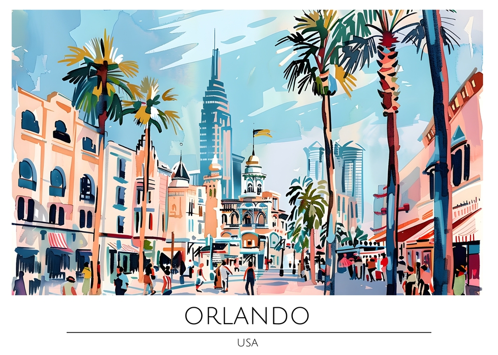 Vibrant Cityscape: Modern Orlando premium reproduction