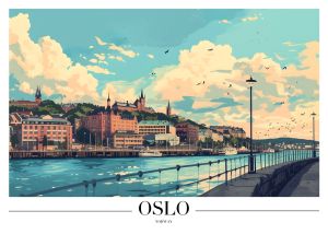 Scenic Waterfront of Oslo, Norway wall art