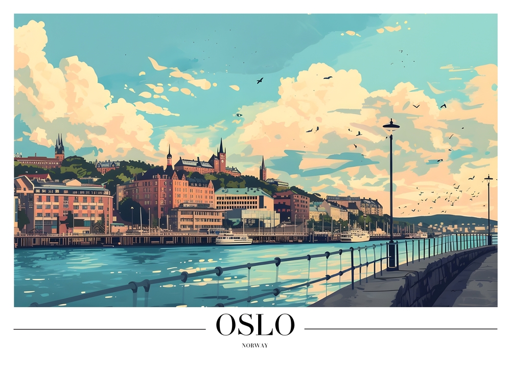 Serene Oslo Waterfront premium reproduction