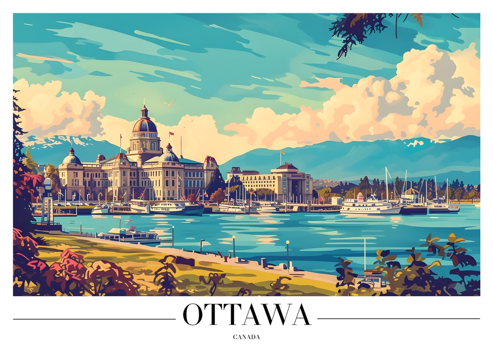 Scenic View of Ottawa's Waterfront premium reproduction